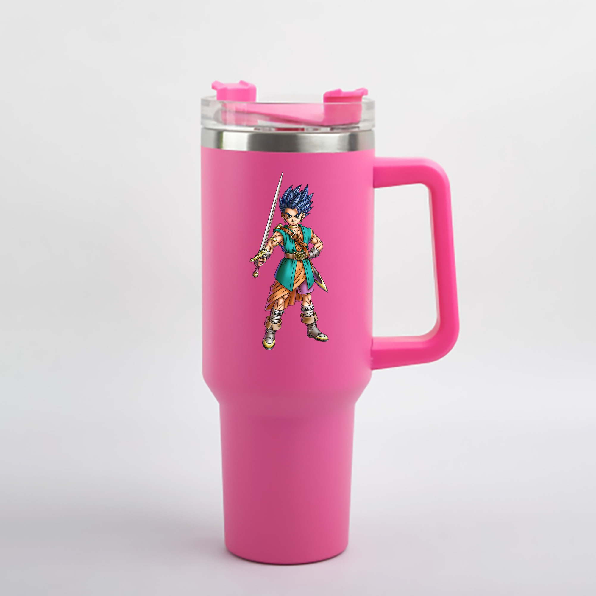 （画像用） ドラゴンクエスト Doragon Kuesuto Dragon Quest 1200mL車用タンブラー - クリスタルステッカー（プラスチックストロー付き）